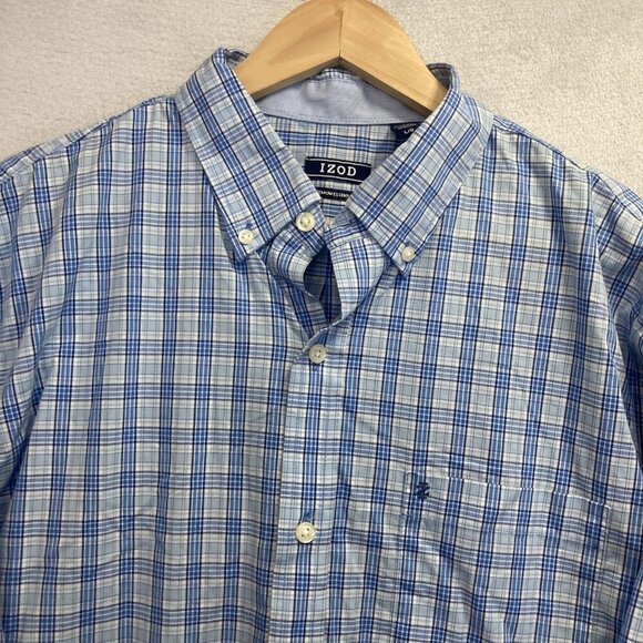 Lot of 2 Izod Button Up Shirt Mens Large Plaid Blue Yellow Heritage Tartan - Picture 16 of 16